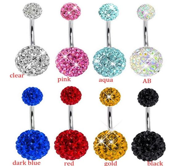 CF111 ganze 30 teile/los mix 10 farbe körper schmuck shamballa freido disco ball nabel ring bauch bar piercing5285111