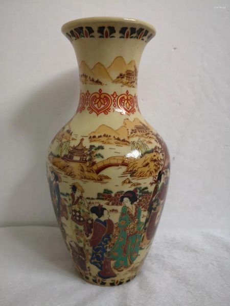 Dekorative Figuren Qing Qianlong Emaille Farbe Dame Bild Guanyin Flasche Chinesische Wohnzimmer Vase Antike Ornamente