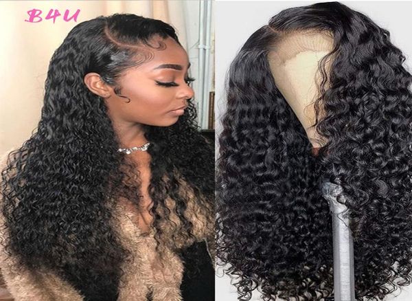 B4U Wasser Welle Spitze Front Menschliches Haar Perücken Transparente Peruanische Spitze Perücken Spitze Front Menschliches Haar Perücken Remy Lockiges Menschliches haar Wig7376663