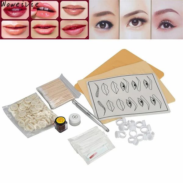 Kits atacado de alta qualidade microblading sobrancelha lábio tatuagem pigmento caneta manual prática agulhas de pele kit frete grátis