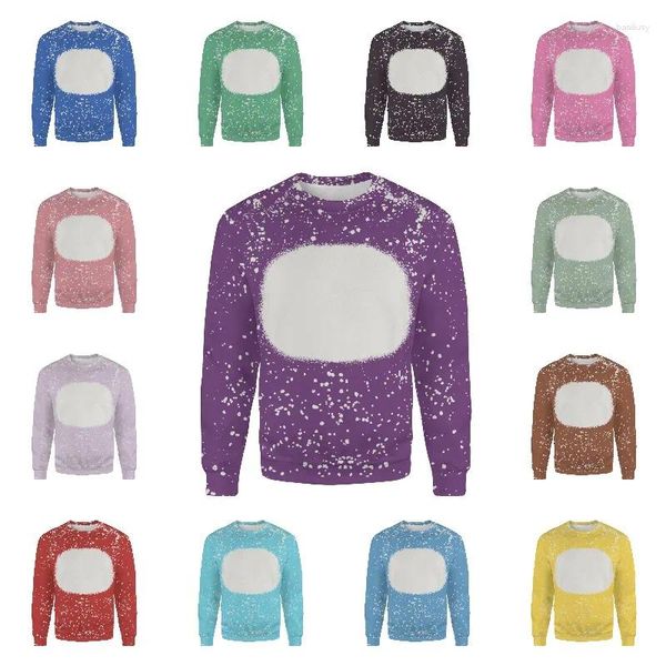Damen Hoodies Herbst Winter Sweatshirt Sublimationsrohlinge 3D Tie Dye Pullover Blanko Rundhalspullover für Wärmeübertragung