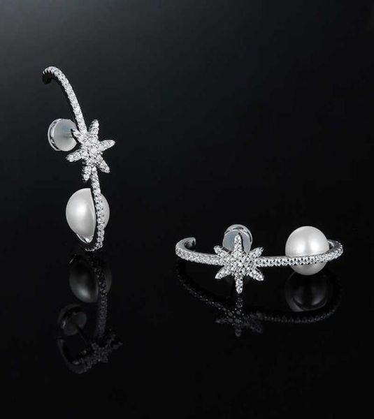 Ювелирные изделия Hefang, оригинальные снежные серьги с жемчугом, женские легкие роскошные серьги с метеоритами из стерлингового серебра 925 пробы4376022