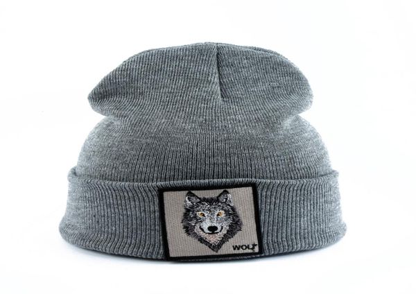Todo 2019 nova moda masculina gorro animal lobo bordado chapéus de inverno gorros de malha para homens streetwear hip hop crânios bonn1401418