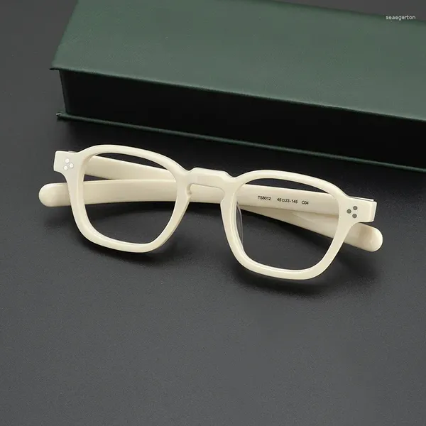 Óculos de sol quadros japonês quadrado branco acetato óculos masculino clássico elegante designer marca óculos prescrição óptica óculos