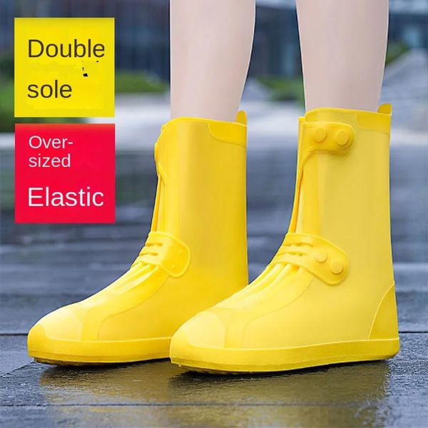 Sapatos de chuva das mulheres dos homens à prova dwaterproof água botas de chuva capa neve anti skid grosso resistente ao desgaste silicone sapatos de chuva capa de alta água 231226