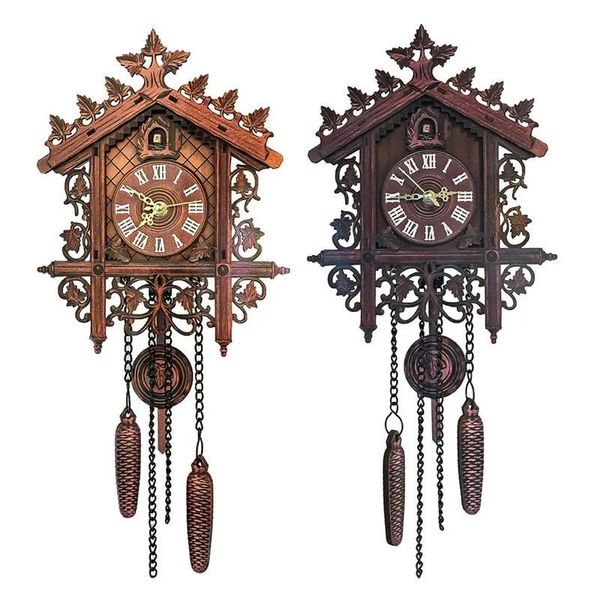Relógios retro relógio de parede cuco forma relógio decoração para casa pendurado sala estar decoração da parede relógio antigo