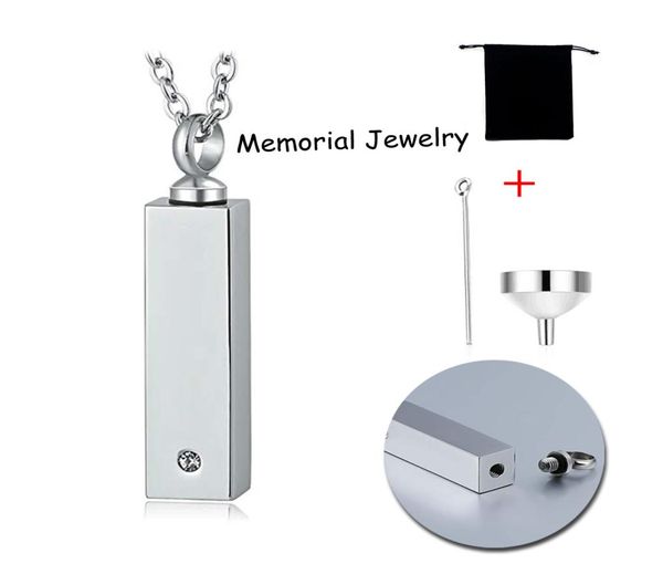 Прямоугольные ювелирные изделия для кремации, подвеска-урна, ожерелье для пепла, нержавеющая сталь, водонепроницаемый мемориальный пепел, сувенир на память, Jewelry7080208