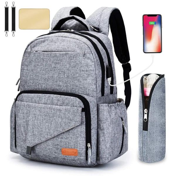 Taschen Mama Papa Business Casual Wickeltaschen mit USB-Kinderwagengurt Flaschentasche Multifunktions-Mutterrucksack mit großer Kapazität M087