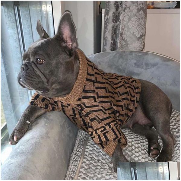 Hundebekleidung Designer-Kleidung mit klassischem Buchstabenmuster Marken für Welpen-Winterpullover Warme Haustierpullover Katzen-Sweatshirts Haustiere fallen ab Dhwlb