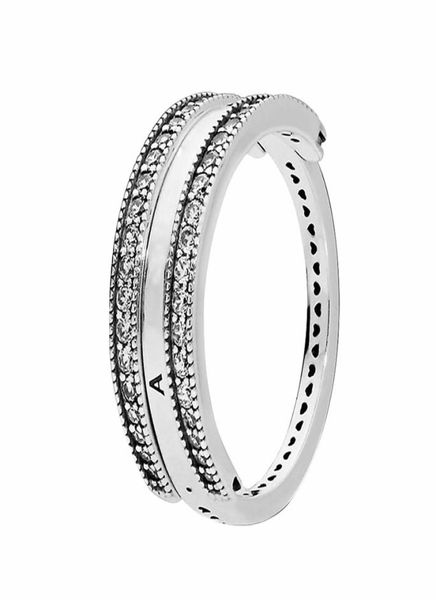 925 prata esterlina marca e corações anel cz diamante feminino designer de casamento jóias caixa original conjunto para anéis9909262