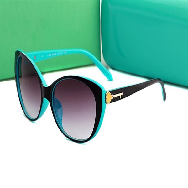 Verão feminino óculos de sol emenda azul preto gato olho óculos quadro ouro coração chave metal fivela design menina presente amante moda eyegl244s