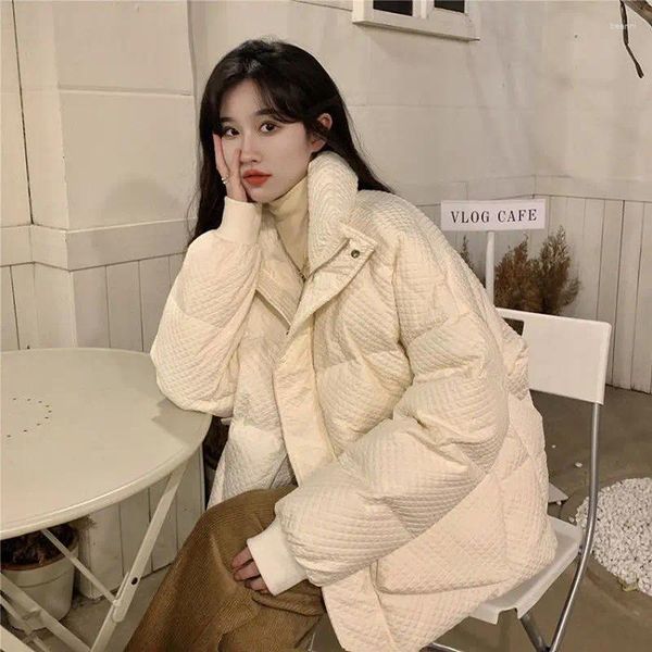 Piumino da donna invernale con colletto alla coreana allentato moda coreana più velluto addensato caldo cappotto stile Harajuku vestiti da donna selvaggi