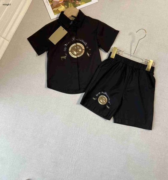 Брендовый детский спортивный костюм с круглым узором и принтом, детский костюм с короткими рукавами, размер 100-150, дизайнерская детская рубашка с лацканами и шорты Dec20