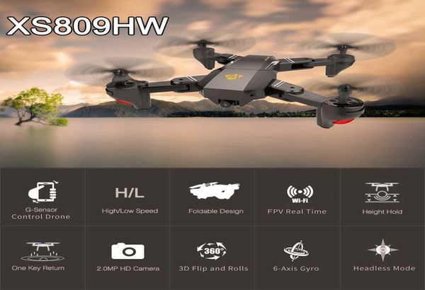 Drone Con Fotocamera Xs809 Xs809W Fpv Dron Drone Rc Elicottero Telecomando Visuo Xs809Hw Pieghevole2059492