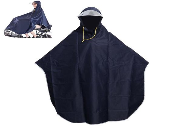 Herren Damen Radfahren Fahrrad Fahrrad Regenmantel Regen Cape Poncho Kapuze winddicht Regenmantel Mobilität Roller Abdeckung Marineblau T2001174426860