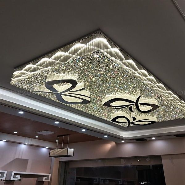 Personalizado led cristal grande lustre el lobby luzes de teto jóias loja lâmpadas villas sala estar restaurante banquete hall proj309k