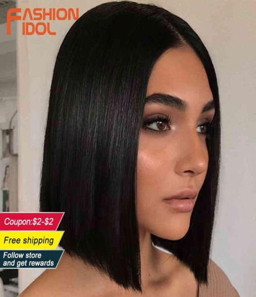 Fashion idol 10 Polegada bob perucas de cabelo reto perucas de renda para mulheres cosplay perucas resistentes ao calor cabelo falso sintético 2201216394127