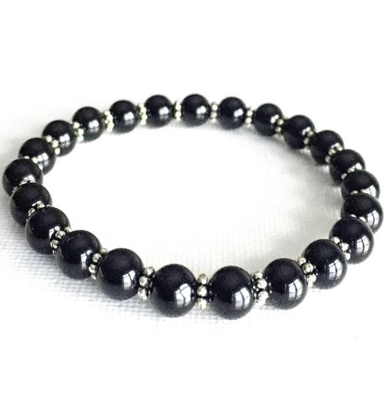 MG0820 Bracciale con tormalina nera autentica da 6 mm Bracciale con cristalli di energia curativa da donna Regalo per la festa della mamma per lei9627977