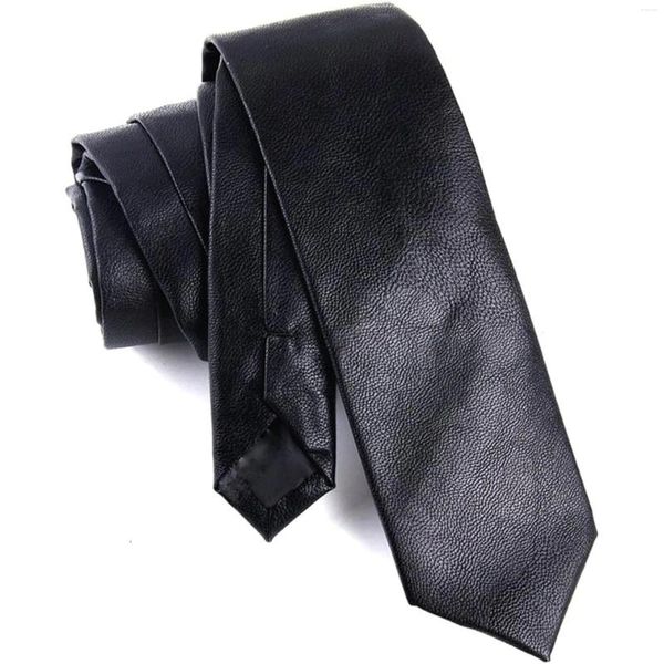 Laços masculinos artesanais de couro pu preto gravata skinny 5,5 cm de largura para casamento terno de negócios acessórios