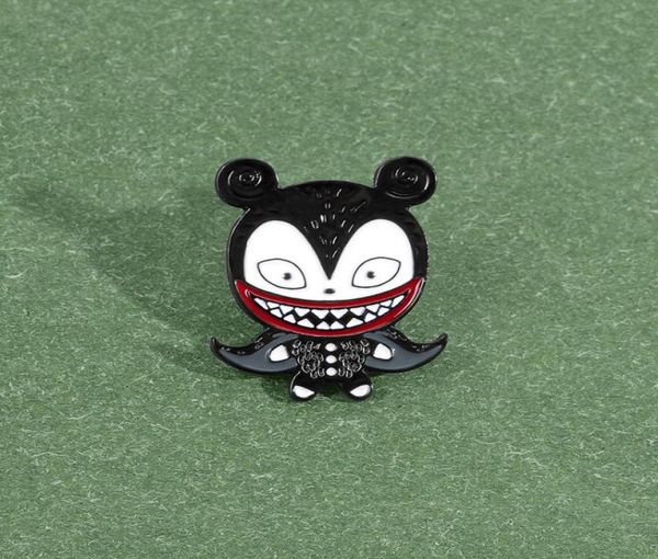 Nuovo cartone animato Punk Mantello scuro Fantasma Clown Bocca grande Mouse Smalto Animazione Personaggio Pin Bambino Denim Vestiti Risvolto Gioielli pendente G7704199