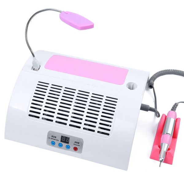 Uv led lâmpada do prego gel polonês secador máquina de broca elétrica coletor poeira ventilador aspirador multifuncion manicure 231226