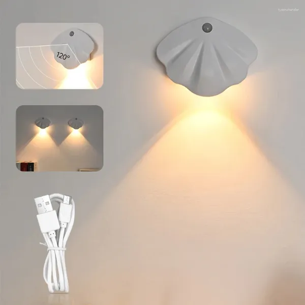 Lâmpadas de parede luz inteligente quarto cabeceira noite streamer sereia fada shell presente para cozinha escada wc lâmpada de leitura