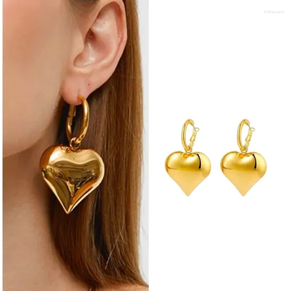 Brincos de argola 2023 chique coração huggie assimétrico francês grande para mulheres vintage cor ouro moda jóias presente da menina