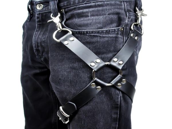 Cinture sexy uomini goth pastel phe in pelle giarrettiera cintura cintura imbracatura bidone bondage gamba per jeans pantaloni accessori3408373