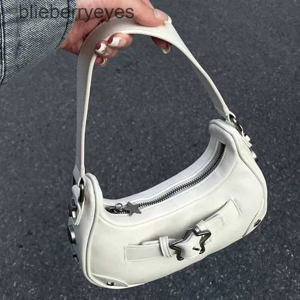 Umhängetaschen Vintage koreanische lässige süße weiße Sterne Unterarm Tasche Ladies Schlinge Leder Reißverschluss Handtaschen Frauenblyreberryes