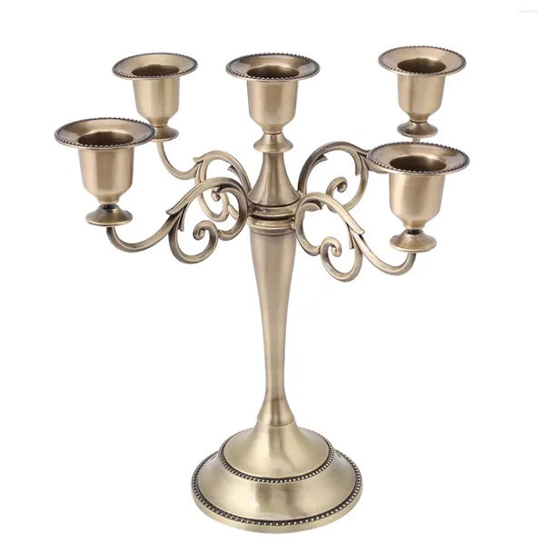 Castiçais 5 braços vintage bronze titular estilo europeu liga castiçal casamento casa festa decoração de mesa