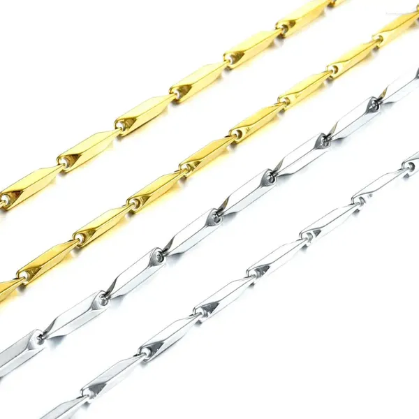 Correntes de 2,5 mm/3mm de colar sólido de bambu e cor de aço inoxidável de aço inoxidável Acessórios femininos da moda