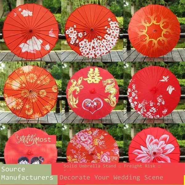 Paraplu's Bruiloft Rood Geolied Papier Paraplu Hanfu Paraplu Vrouw Chinese Stijl Bruiloft Zijden Paraplu Decoratie Parasol Paraguas Sombrilla 20