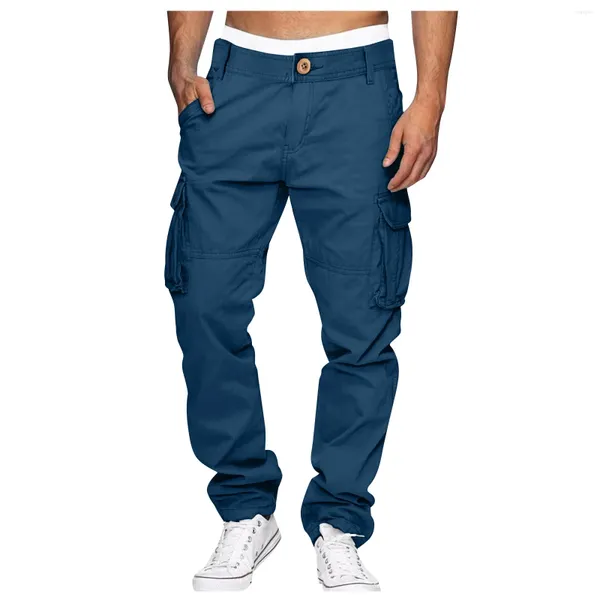 Calças masculinas carga tático vintage multi bolsos caminhadas trabalho algodão casual ao ar livre jogger pantalones hombre