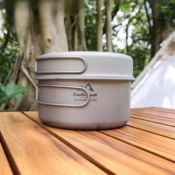 Casseroles de Camping en plein air, Pot en titane, vaisselle légère et pliable, ensemble de sortie de pique-nique, poêle multifonctionnelle, cadeau