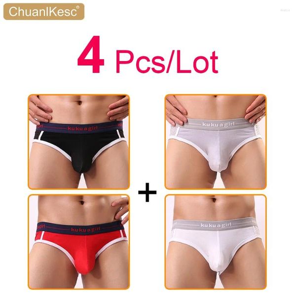 Unterhosen 4 teile/los Männer Sexy Unterwäsche Angehoben Große U-Tasche Atmungsaktive Mesh Niedrige Taille Junge Slips Verkauf Produkte