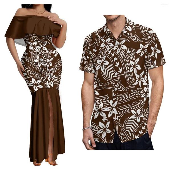 Vestidos casuais mulheres vestido de um ombro coquetel longo camisa de manga curta masculina casal conjunto de duas peças