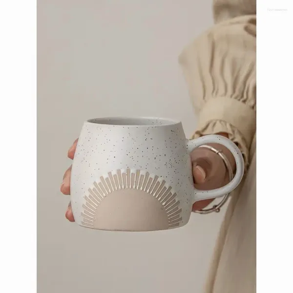 Canecas design japonês sentido gergelim esmalte cerâmica copo de água café alça de vidro cozinha simples moda drinkware