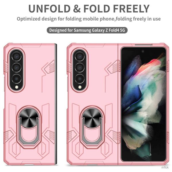 Handyhüllen mit Ringhalter, Handytasche für Samsung Galaxy Z Fold4 5G Fold 4 Fold3 Fold2 Fold 3 2, rutschfeste Ständerhalter-Abdeckung