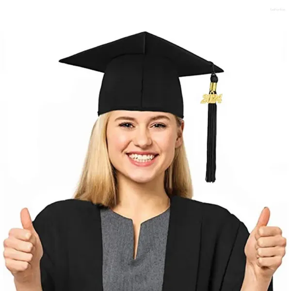 Berretti Berretto da laurea per adulti con cappello da scapolo per scuole superiori in tinta unita con nappa 2024 per decorazioni per feste