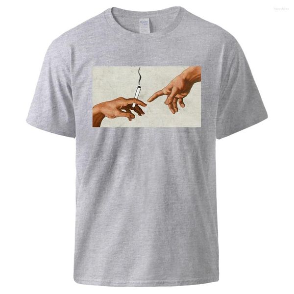 T-shirt da uomo Please Pass Me A Cigarette Print Shirt Uomo Casual Vintage traspirante maniche corte in cotone morbido abbigliamento Basic Cool Tee
