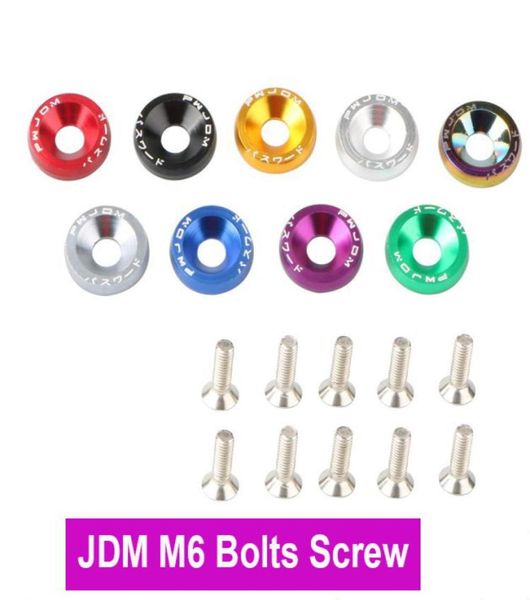 30pcspack siyah kırmızı mavi mor jdm 10 pcs tampon çamurluk yıkama cıvatası m6x20mm cnc sonlandırma alüminyum rondelalar motor bölmesi giydirme K2419800