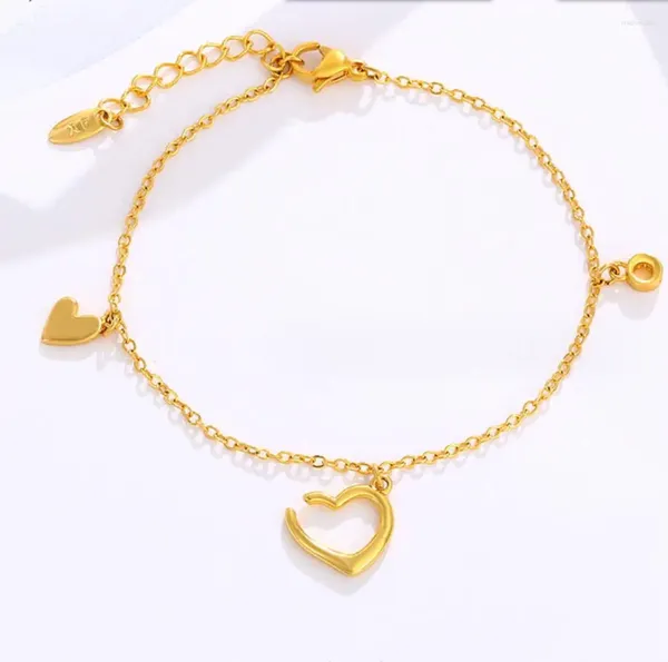 Braccialetti a maglia 1PC ragazze color oro cuore carino Rolo catena braccialetti gioielli con lucchetto F1879