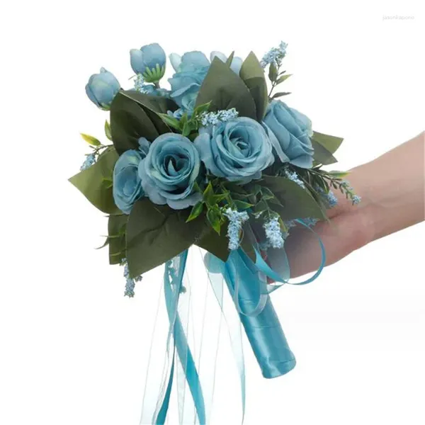 Düğün Çiçekleri Buket Yapay Gelin Gelin Aksesuarları Beyaz Pembe İpek Güller Nedime Evlilik Dekorasyon