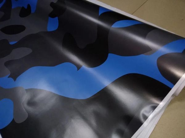 Adesivos grandes camuflagem de neve azul, vinil para envoltório de carro com brilho de liberação de ar/camuflagem fosca cobrindo gráficos de caminhão autoadesivos 1,52x30m (5x98f