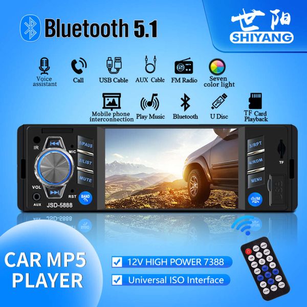 Nuovo aggiornamento lettore Mp5 per auto 7388 vivavoce Bluetooth 1Din12V ad alta potenza 7388 interconnessione telefono cellulare schermo ad alta definizione da 4 pollici