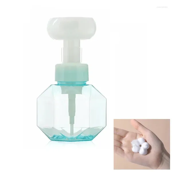 Flüssigseifenspender, Kunststoffschaum-Pumpflasche, transparent, tragbar, Badezimmer-Accessoires, Blumenform, 300 ml