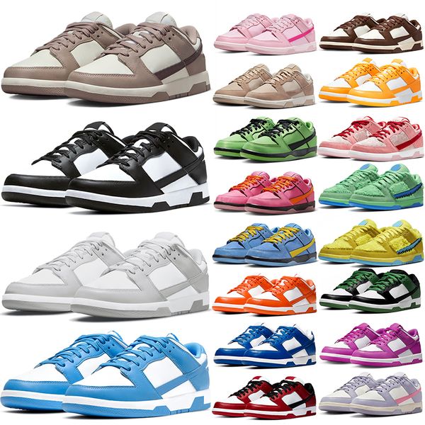 Sapatos casuais baixos para homens para homens pandas triplas foto rosa pó de pó difusa designer esportivo tênis tênis tênis de tamanho grande