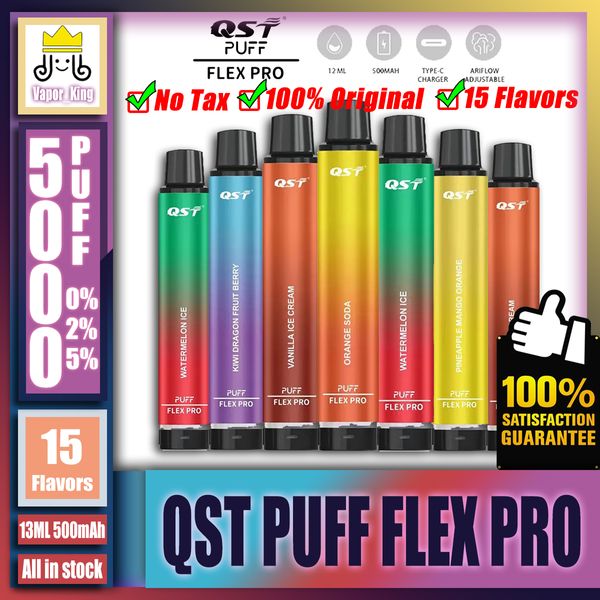 100% original QST Puff Flex Pro 5000 5k Puff 5000 5K Recarregável E Cigarro Tipo-C Caneta Vape descartável 13ml A pré-preenchimento de 500mAh bateria vs filex max 5000