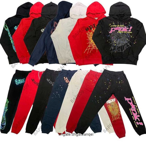 Bar kazak siyah sp5der genç haydut 555555 melek hoodies erkek ayakkabı basım örümcek web sweatshirts kadınlar kırmızı hoodie 4e39