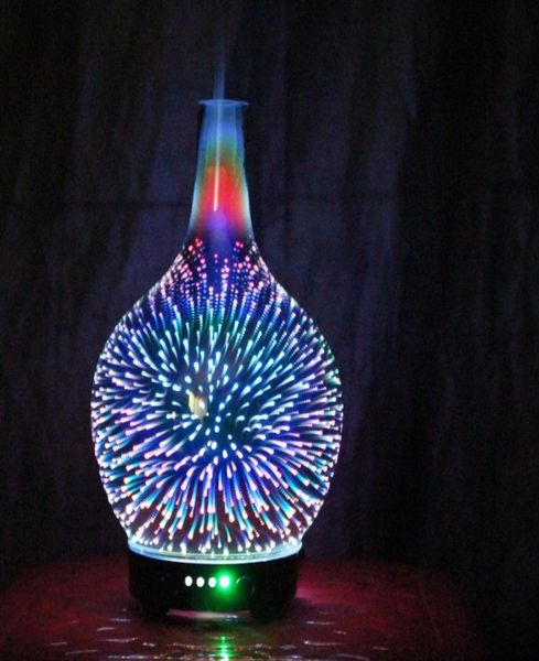 7-Farben-Licht 3D-Glasvase Aromatherapie Ätherisches Öl Aromadiffusor Wechselnder und wasserloser automatischer Abschalt-Luftbefeuchter mit kühlem Nebel Y21354269